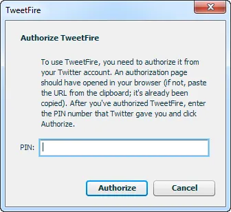 Authorize dialog
