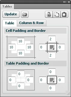 Tables tab